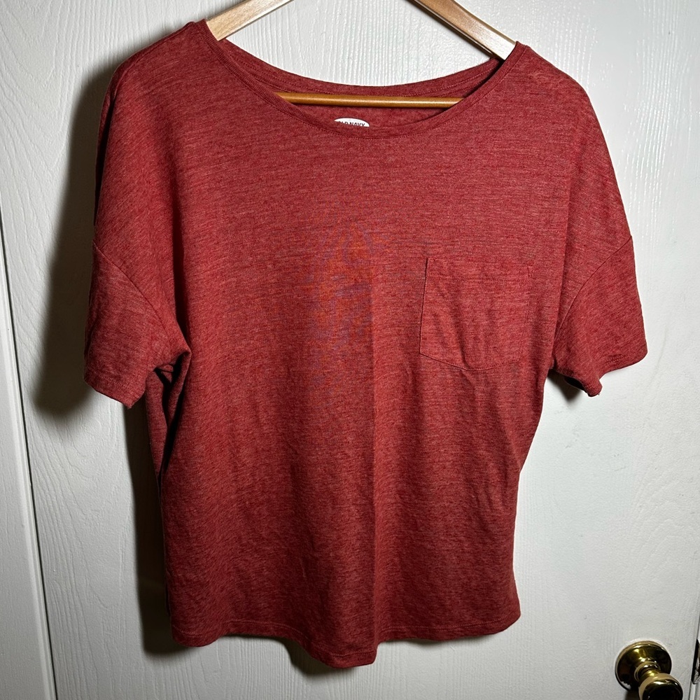 XL Old Navy Coral Linen-Blend Short Sleeve Tee